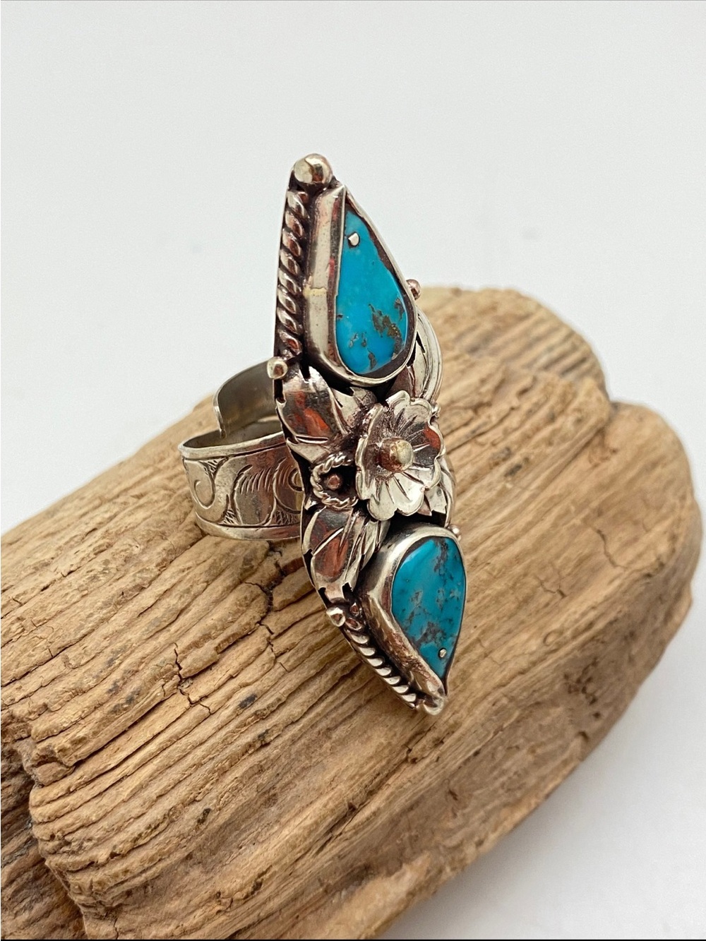 Tibetan, silver and turquoise ring